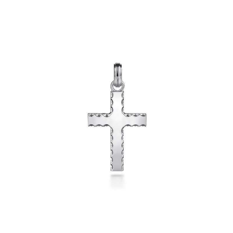 Sterling Silver Cross Pendant with Beveled Trim Sterling Silver Cross Pendant with Beveled Trim