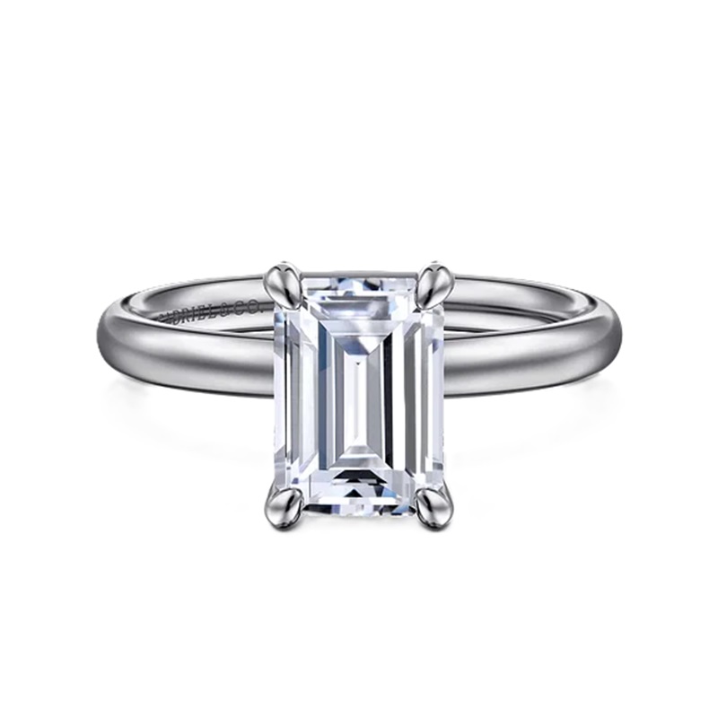 14k White Gold Emerald Solitaire Semi Mount 14k White Gold Emerald Solitaire Semi Mount