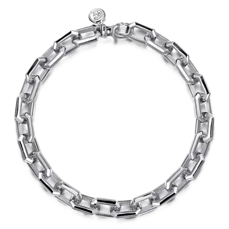 Men's Sterling Silver Faceted Link 8.5" Bracelet Men's Sterling Silver Faceted Link 8.5" Bracelet