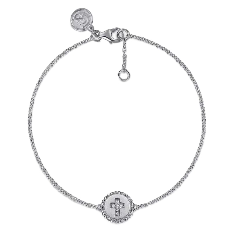 Sterling Silver Diamond Cross Bracelet Sterling Silver Diamond Cross Bracelet