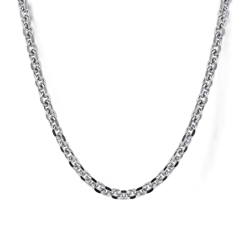 Sterling Silver 20 Inch Solid Men's Link Chain Necklace
