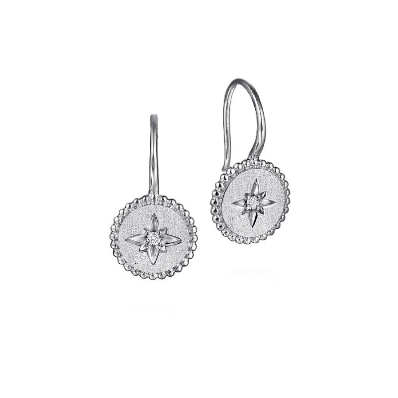 Sterling Silver Diamond Bujukan Starburst Medallion Earrings Sterling Silver Diamond Bujukan Starburst Medallion Earrings