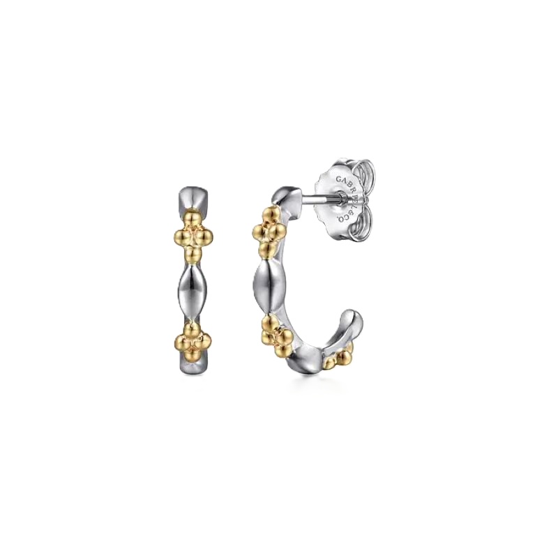 14K Yellow Gold & Sterling Silver Bujukan J Hoop Earrings 14K Yellow Gold & Sterling Silver Bujukan J Hoop Earrings