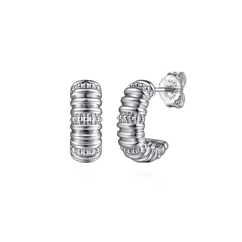 Sterling Silver Bujukan J Hoop Earrings Sterling Silver Bujukan J Hoop Earrings