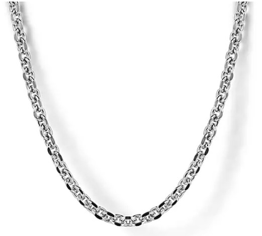 Sterling Silver Solid Men's Link Chain Necklace Sterling Silver Solid Men's Link Chain Necklace