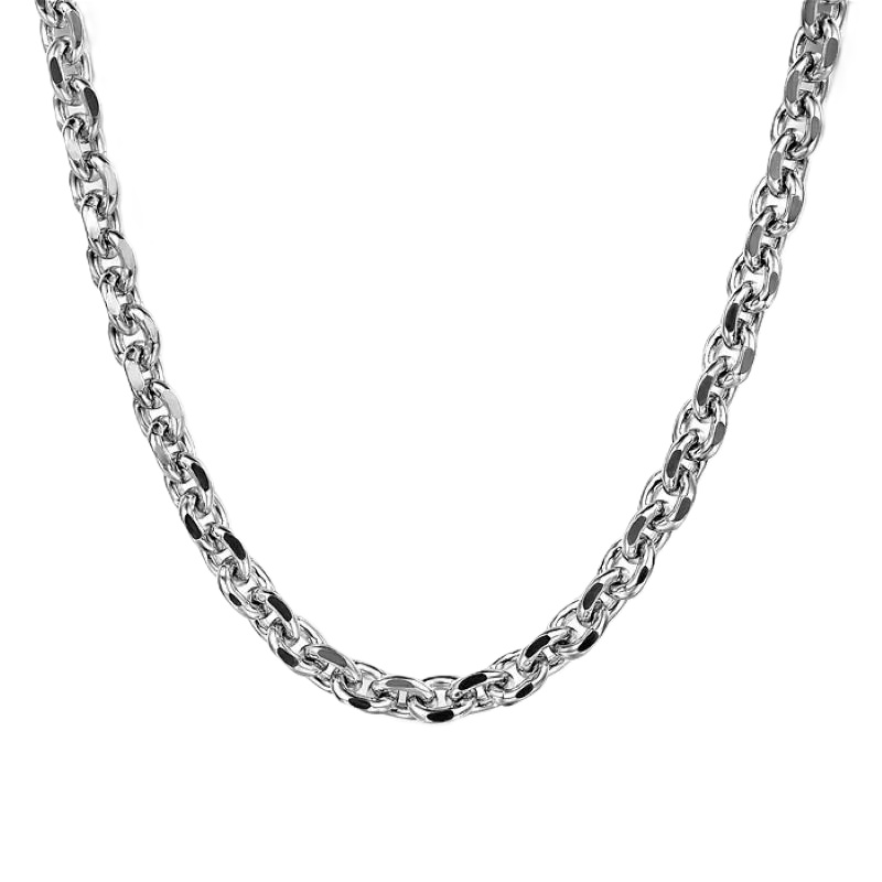 Sterling Silver Solid Men's Link Chain Necklace Sterling Silver Solid Men's Link Chain Necklace