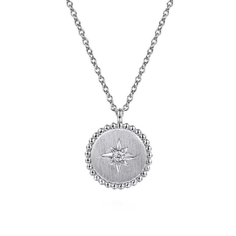 Sterling Silver Diamond Bujukan Starburst Medallion Pendant Necklace Sterling Silver Diamond Bujukan Starburst Medallion Pendant Necklace