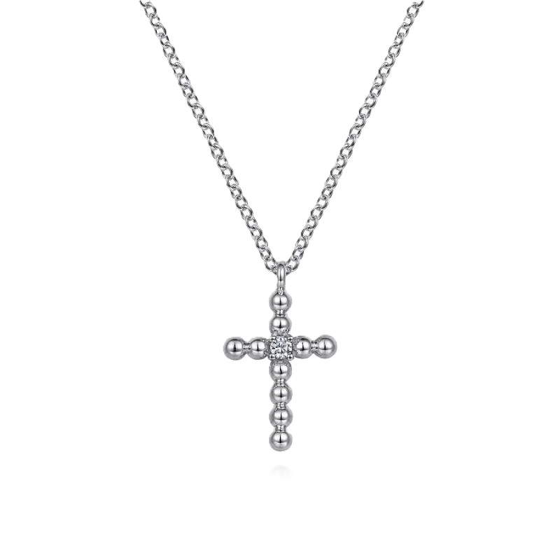 Sterling Silver Diamond Cross Pendant Necklace
