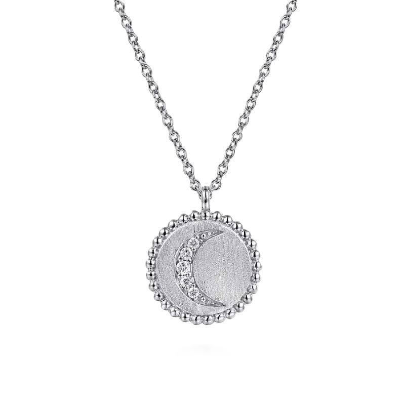 Sterling Silver Diamond Bujukan Moon Medallion Pendant Necklace Sterling Silver Diamond Bujukan Moon Medallion Pendant Necklace