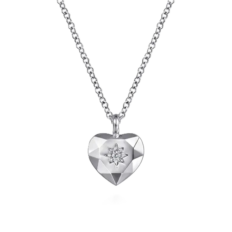 Sterling Silver Diamond Cut Heart Pendant Necklace Sterling Silver Diamond Cut Heart Pendant Necklace