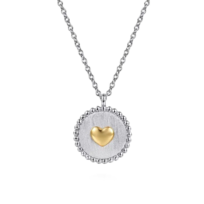 14K Yellow Gold & Sterling Silver Bujukan Heart Medallion Pendant Necklace