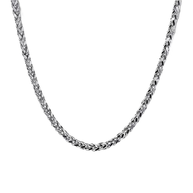 Sterling Silver Solid Men's Wheat Chain Necklace Sterling Silver Solid Men's Wheat Chain Necklace