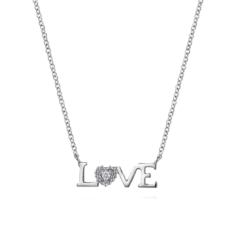 Sterling Silver Diamond Bujukan LOVE Pendant Necklace Sterling Silver Diamond Bujukan LOVE Pendant Necklace