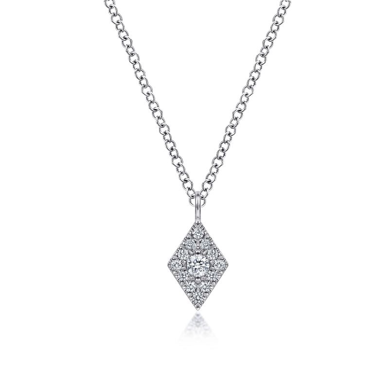 14K White Gold Pave Diamond Pendant Necklace 14K White Gold Pave Diamond Pendant Necklace