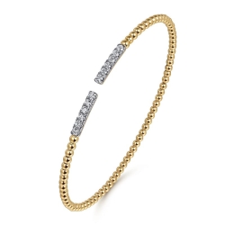 14K Yellow Gold Bujukan Diamond Bars Bangle thumbnail 2