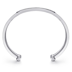 Men's Sterling Silver and Leather ID Cuff Bracelet thumbnail 3