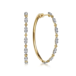 40mm Diamond Station Hoop Earrings thumbnail 1