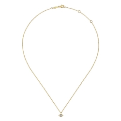 14K Yellow-White Gold Diamond Evil Eye Pendant Necklace thumbnail 2