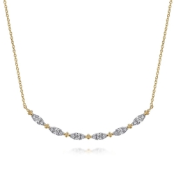 14K Yellow Gold Curved Bujukan Bar Diamond Necklace thumbnail 1
