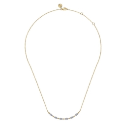 14K Yellow Gold Curved Bujukan Bar Diamond Necklace thumbnail 2