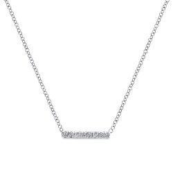 14K White Gold Bar Diamond Necklace thumbnail 1