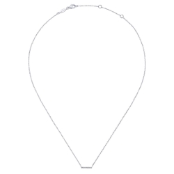 14K White Gold Bar Diamond Necklace thumbnail 2