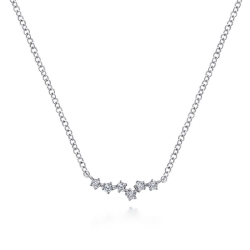 14K White Gold Diamond Constellation Bar Necklace thumbnail 1