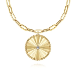 Diamond Medallion Paperclip Chain Necklace thumbnail 1