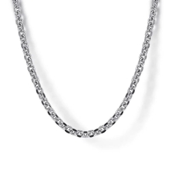 22 Inch Sterling Silver Solid Men's Link Chain Necklace thumbnail 1