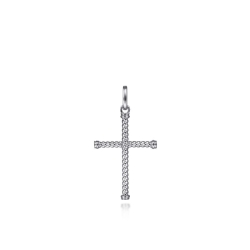 Sterling Silver Twisted Rope Cross Pendant thumbnail 1