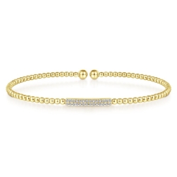 14K Yellow Gold Bujukan Bead Cuff Bracelet with Diamonds thumbnail 1