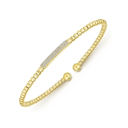 14K Yellow Gold Bujukan Bead Cuff Bracelet with Diamonds thumbnail 2