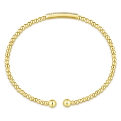 14K Yellow Gold Bujukan Bead Cuff Bracelet with Diamonds thumbnail 3