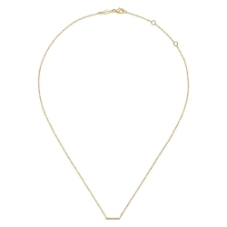 14K Yellow Gold Petite Pave Diamond Bar Necklace thumbnail 2