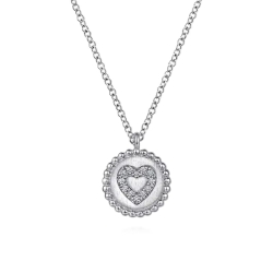 Sterling Silver Bujukan Diamond Heart Pendant Necklace thumbnail 1