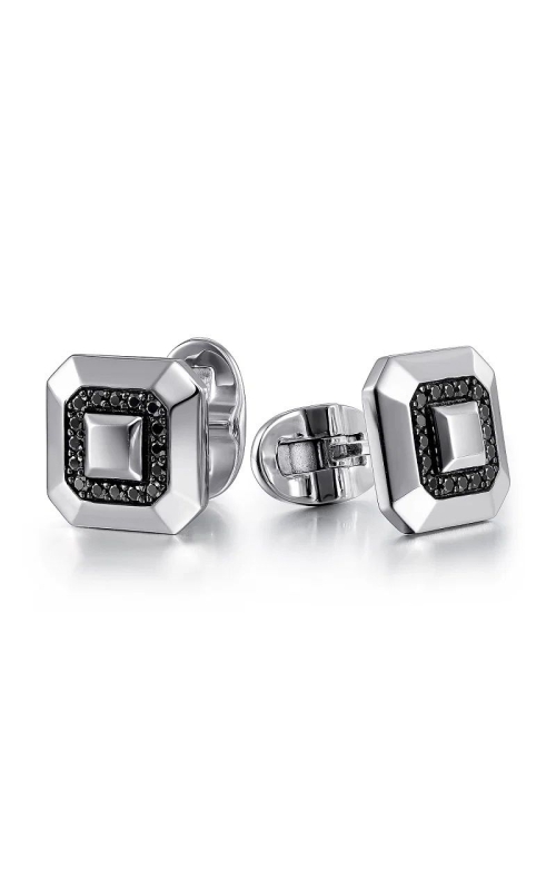 Sterling Silver Square Cufflinks with Black Spinel