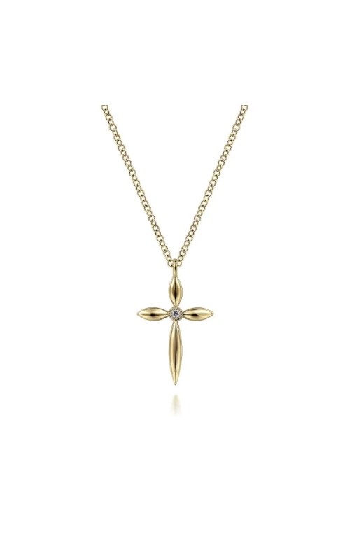 14K Yellow Gold Diamond Cross Necklace
