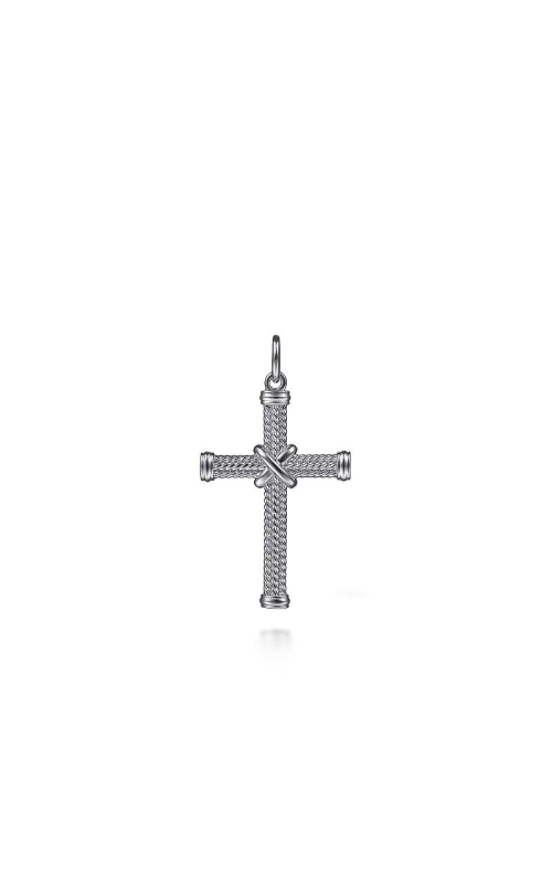 Sterling Silver Twisted Rope Cross Pendant with X Center