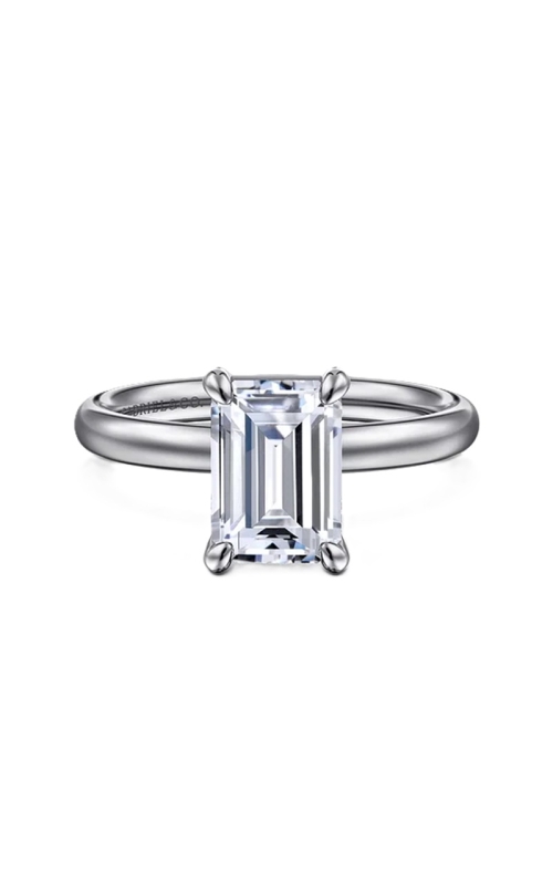 14k White Gold Emerald Solitaire Semi Mount
