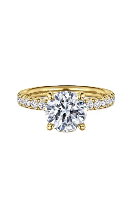 14k Yellow Gold Diamond Round Semi-Mount