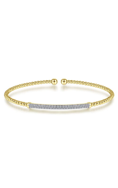 14K Yellow Gold Bujukan Diamond Bar Split Bangle