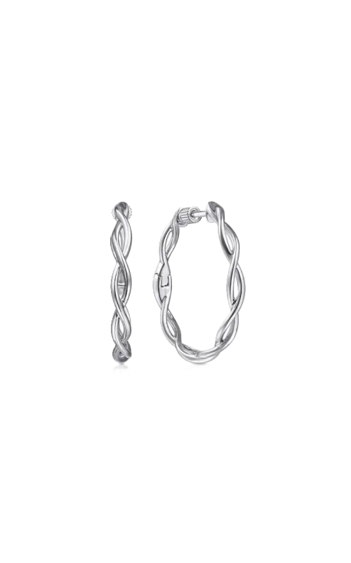 Sterling Silver 25mm Twisted Round Classic Hoop Earrings