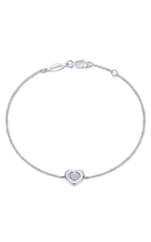 Sterling Silver White Sapphire Heart Chain Bracelet