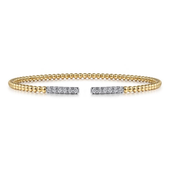 14K Yellow Gold Bujukan Diamond Bars Bangle