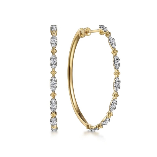 40mm Diamond Station Hoop Earrings