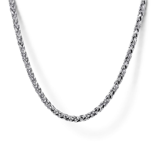 Sterling Silver 22" Men's Solid Wheat Chain Necklace