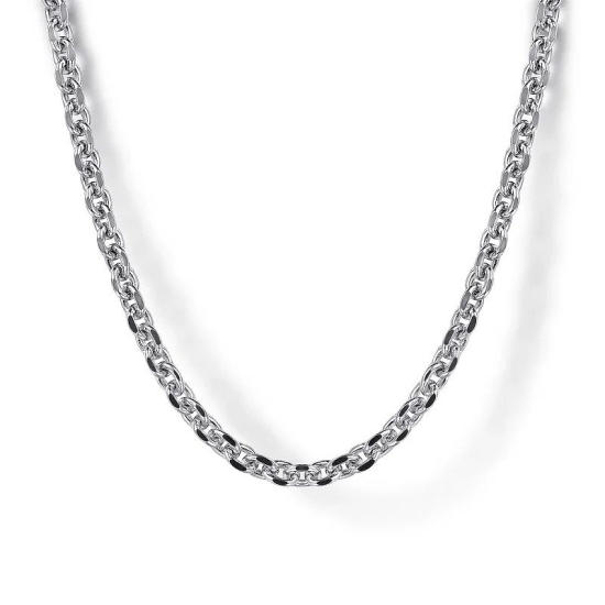 22 Inch Sterling Silver Solid Men's Link Chain Necklace