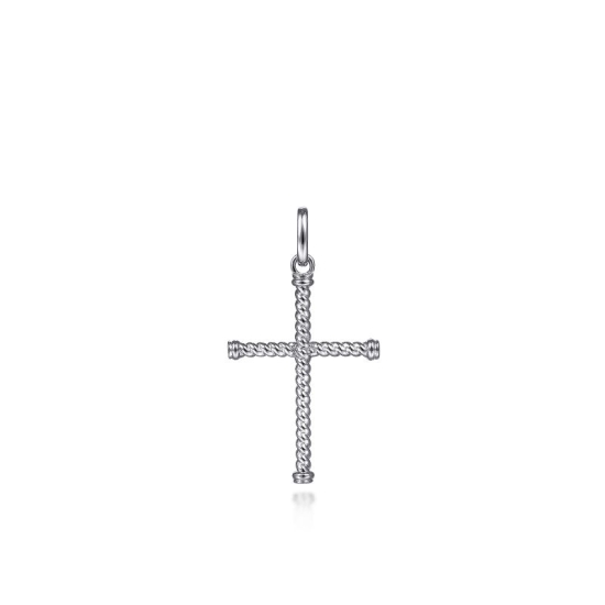 Sterling Silver Twisted Rope Cross Pendant