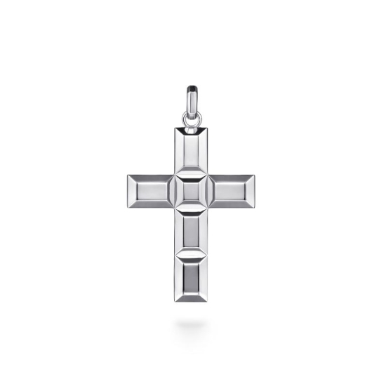 Sterling Silver Geometric Cross Pendant
