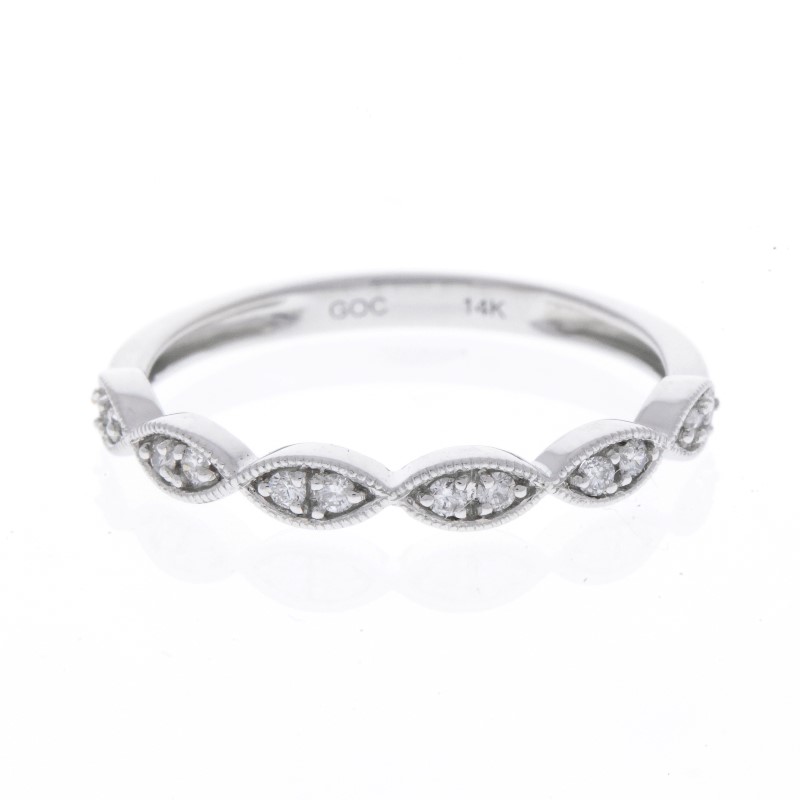 14K White Gold Diamond Band